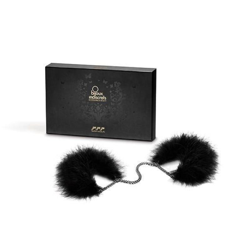 Black feather gold chain cuffs Za Za Zu